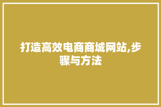 打造高效电商商城网站,步骤与方法