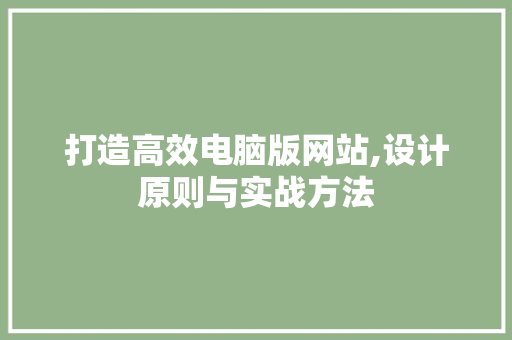 打造高效电脑版网站,设计原则与实战方法