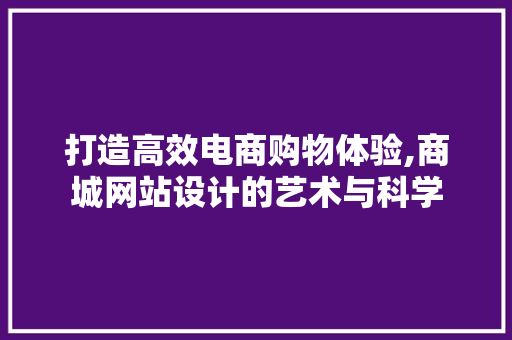 打造高效电商购物体验,商城网站设计的艺术与科学