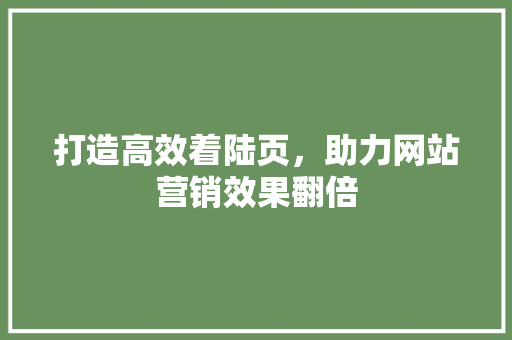 打造高效着陆页，助力网站营销效果翻倍