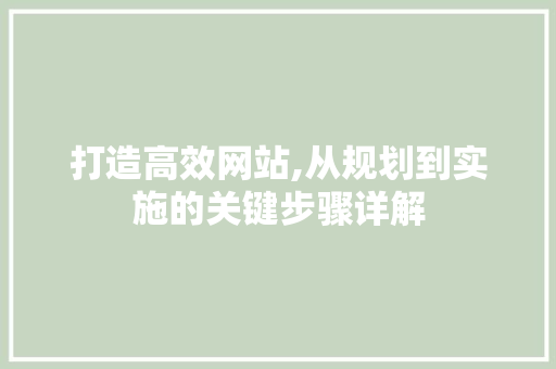 打造高效网站,从规划到实施的关键步骤详解 打造高效网站,从规划到实施的关键步骤详解 网站建设公司