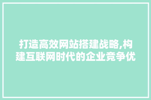 打造高效网站搭建战略,构建互联网时代的企业竞争优势 打造高效网站搭建战略,构建互联网时代的企业竞争优势 网站建设公司