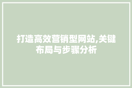 打造高效营销型网站,关键布局与步骤分析