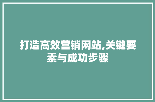 打造高效营销网站,关键要素与成功步骤