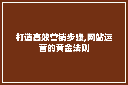 打造高效营销步骤,网站运营的黄金法则