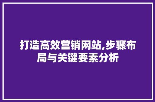打造高效营销网站,步骤布局与关键要素分析