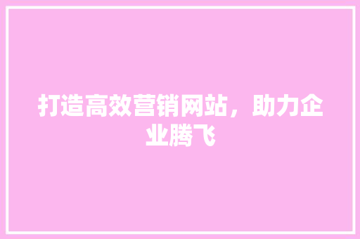 打造高效营销网站，助力企业腾飞
