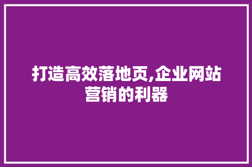 打造高效落地页,企业网站营销的利器