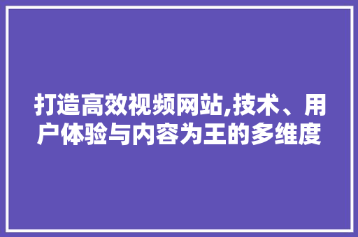 打造高效视频网站,技术、用户体验与内容为王的多维度步骤