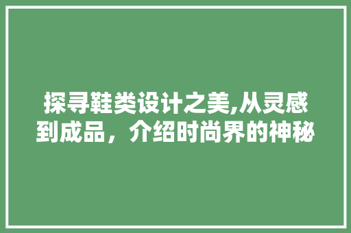 探寻鞋类设计之美,从灵感到成品，介绍时尚界的神秘力量