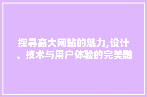 探寻高大网站的魅力,设计、技术与用户体验的完美融合
