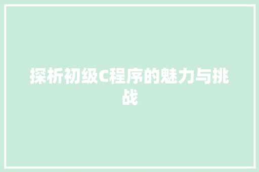 探析初级C程序的魅力与挑战 探析初级C程序的魅力与挑战 百度SEO
