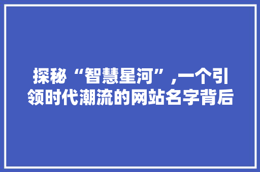 探秘“智慧星河”,一个引领时代潮流的网站名字背后的故事