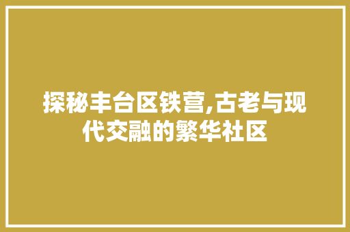 探秘丰台区铁营,古老与现代交融的繁华社区 探秘丰台区铁营,古老与现代交融的繁华社区 百度SEO