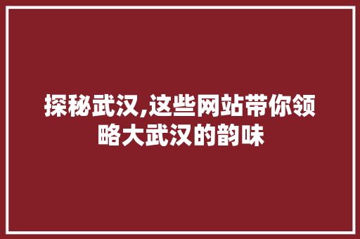 探秘武汉,这些网站带你领略大武汉的韵味 探秘武汉,这些网站带你领略大武汉的韵味 百度SEO