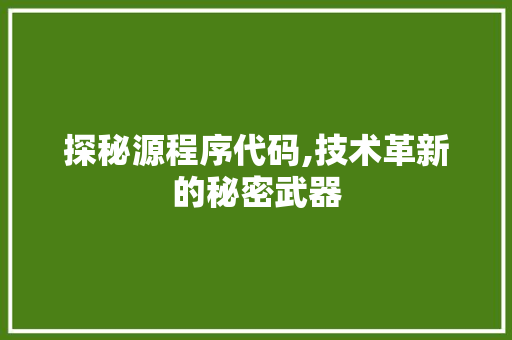 探秘源程序代码,技术革新的秘密武器 探秘源程序代码,技术革新的秘密武器 神马SEO