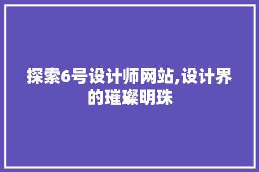探索6号设计师网站,设计界的璀璨明珠