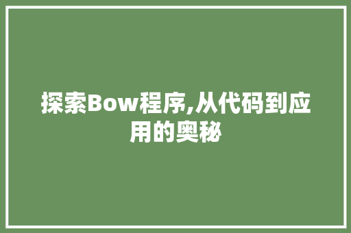 探索Bow程序,从代码到应用的奥秘