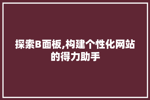 探索B面板,构建个性化网站的得力助手