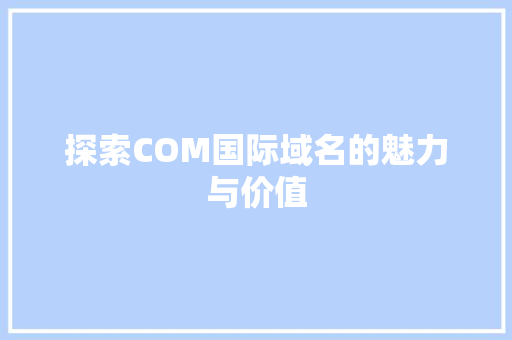 探索COM国际域名的魅力与价值