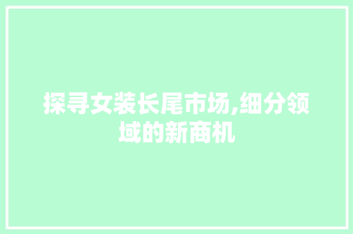 探寻女装长尾市场,细分领域的新商机