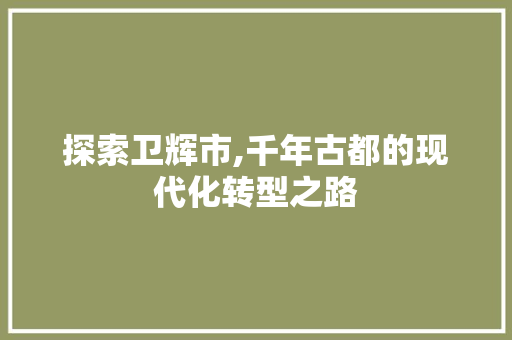 探索卫辉市,千年古都的现代化转型之路 探索卫辉市,千年古都的现代化转型之路 网站建设公司