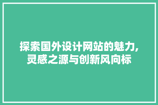 探索国外设计网站的魅力,灵感之源与创新风向标