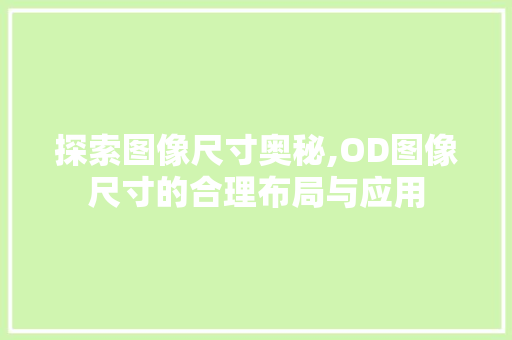 探索图像尺寸奥秘,OD图像尺寸的合理布局与应用