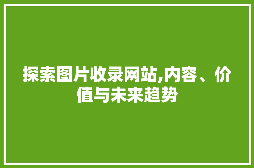 探索图片收录网站,内容、价值与未来趋势 探索图片收录网站,内容、价值与未来趋势 神马SEO
