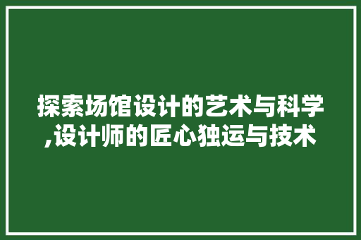 探索场馆设计的艺术与科学,设计师的匠心独运与技术创新