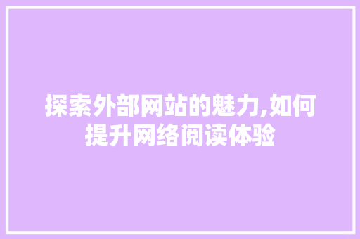 探索外部网站的魅力,如何提升网络阅读体验