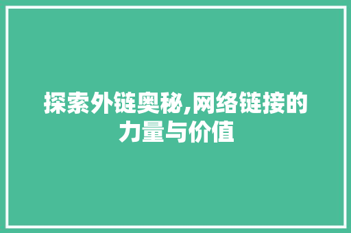 探索外链奥秘,网络链接的力量与价值