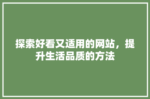 探索好看又适用的网站，提升生活品质的方法