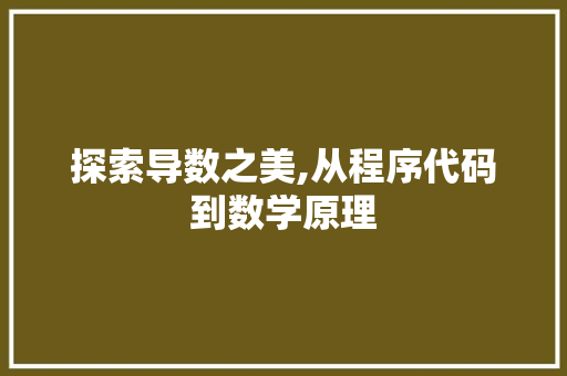探索导数之美,从程序代码到数学原理