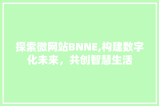 探索微网站BNNE,构建数字化未来，共创智慧生活