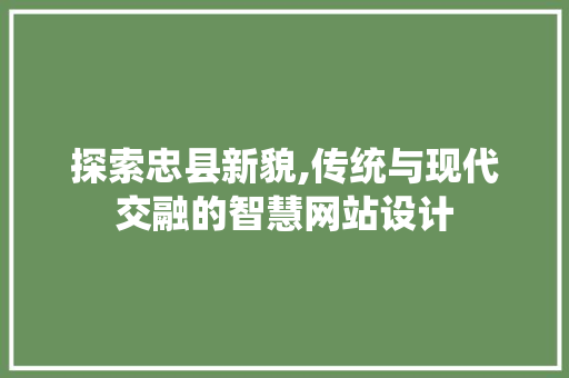 探索忠县新貌,传统与现代交融的智慧网站设计