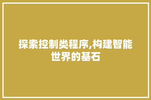 探索控制类程序,构建智能世界的基石