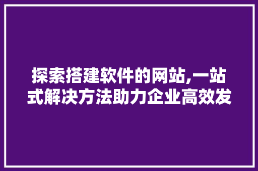 探索搭建软件的网站,一站式解决方法助力企业高效发展