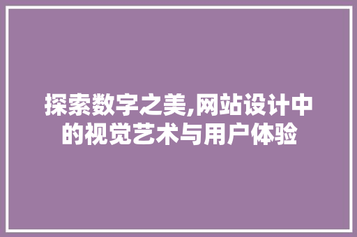 探索数字之美,网站设计中的视觉艺术与用户体验