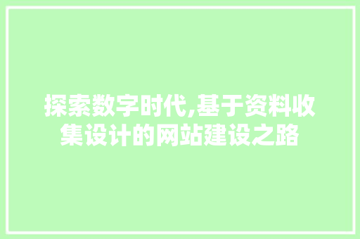 探索数字时代,基于资料收集设计的网站建设之路