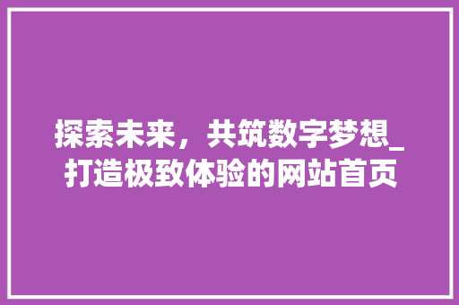 探索未来，共筑数字梦想_打造极致体验的网站首页 探索未来，共筑数字梦想_打造极致体验的网站首页 网站建设公司