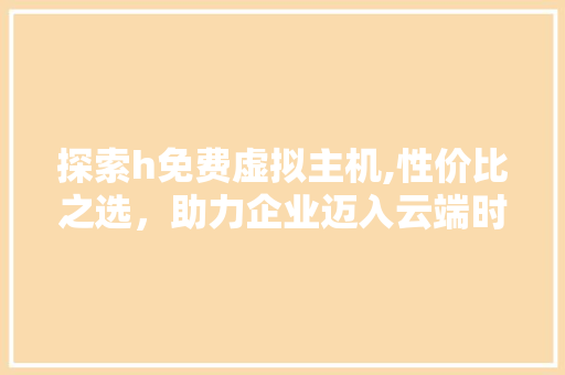 探索h免费虚拟主机,性价比之选，助力企业迈入云端时代