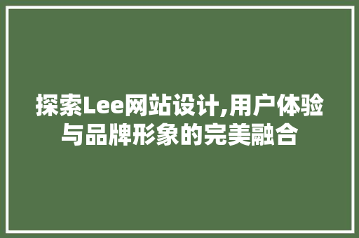 探索Lee网站设计,用户体验与品牌形象的完美融合