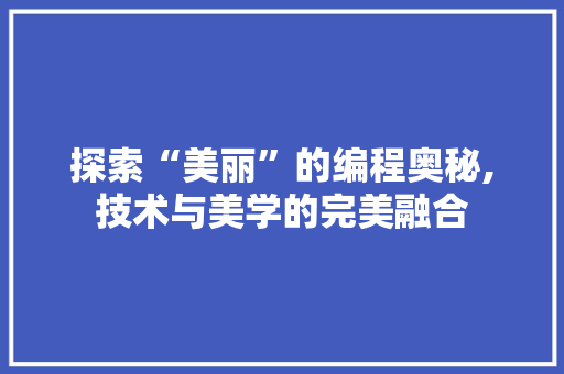 探索“美丽”的编程奥秘,技术与美学的完美融合