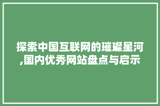 探索中国互联网的璀璨星河,国内优秀网站盘点与启示