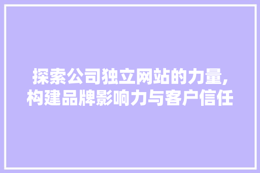 探索公司独立网站的力量,构建品牌影响力与客户信任的桥梁