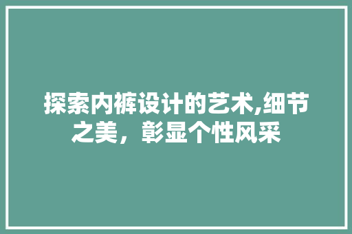 探索内裤设计的艺术,细节之美，彰显个性风采 探索内裤设计的艺术,细节之美，彰显个性风采 SEO关键词