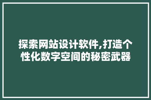 探索网站设计软件,打造个性化数字空间的秘密武器