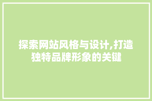 探索网站风格与设计,打造独特品牌形象的关键