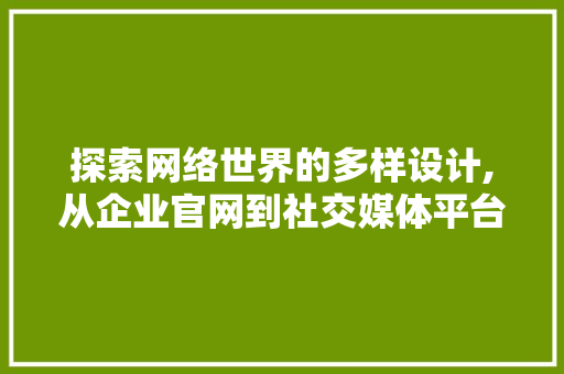 探索网络世界的多样设计,从企业官网到社交媒体平台